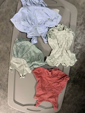 Assorted Girls' Smocked Rompers and Sunsuits - Blue, Green, Pink